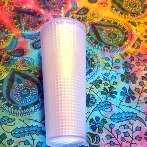 STARBUCKS CLEAR, IRREDESCENT  WAFFLED  24 OZ. TUMBLER WITH STRAW